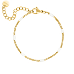 Gouden enkelbandje met witte bolletjes