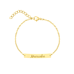 Graveerbare bar armband met sierletters goud