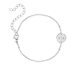 2 initialen armband klein muntje zilver