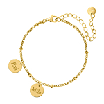 Gepersonaliseerde armband 2 muntjes goud kleurig