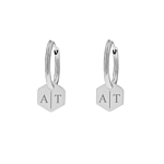 Gepersonaliseerde oorringetjes hexagon hanger