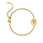 Birth flower armband met jouw gravering goudkleurig