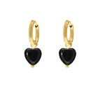 Black heart earrings goldplated