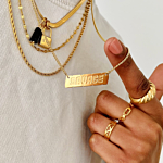 Mooie ringen om de hand van het model in het goud