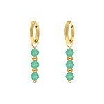Oorbellen green beads goldplated