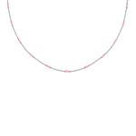 zilveren ketting met roze bolletjes
