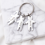 Zilveren sleutelhanger met kids namen