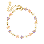 Flower anklet multicolor goldplated