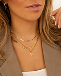 Model draagt gouden necklaceparty
