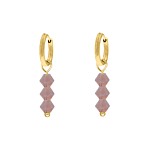 Earrings triple lila beads goldplated