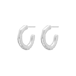 Open hammered hoops zilverkleurig