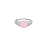 Zilveren ring met roze smiley