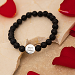 Mannen armband graveerbaar met initials met rozenblaadjes