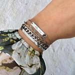 Zilveren armparty met naam armband en schakelarmbanden