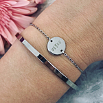 Zilveren armparty met graveerbare armband en bangle