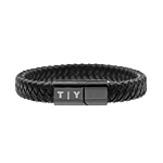 Leren mannen armband met naam zwart