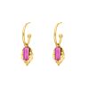 Boho earrings fuchsia goldplated