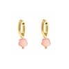 Pink flower earrings goud