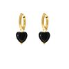 Black heart earrings goldplated