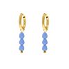 Earrings triple stones blue goldplated