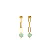 Ketting oorbellen aventurine heart goldplated