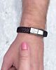 Leren heren armband gepersonaliseerd met gravering