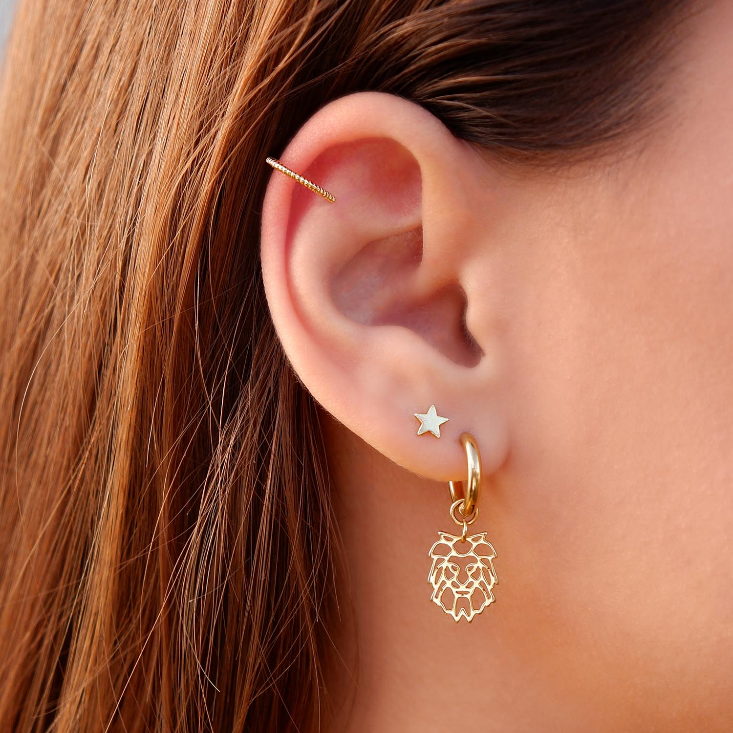 Oorbellen met earcuff ster en sterrenbeeld