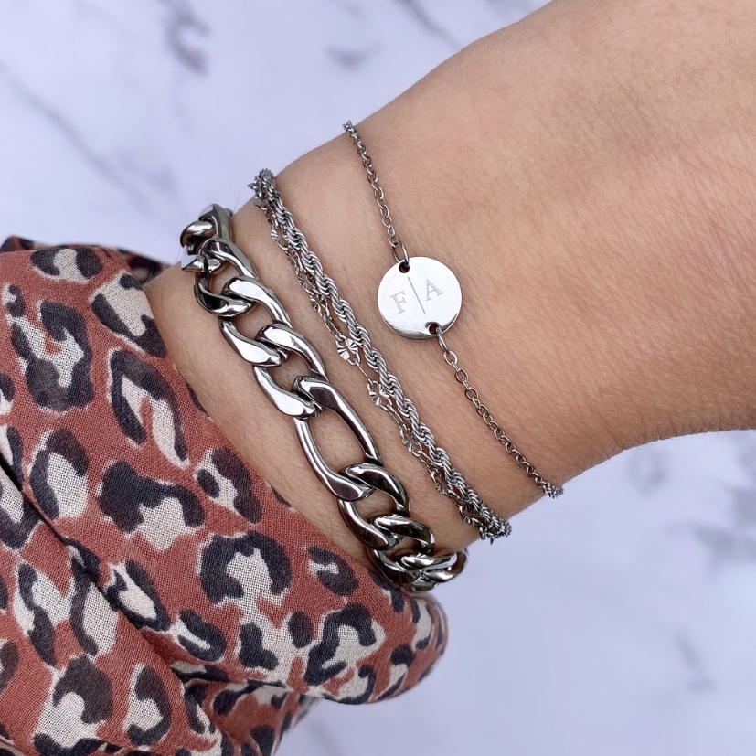 schakelarmband met chunky chains zilver