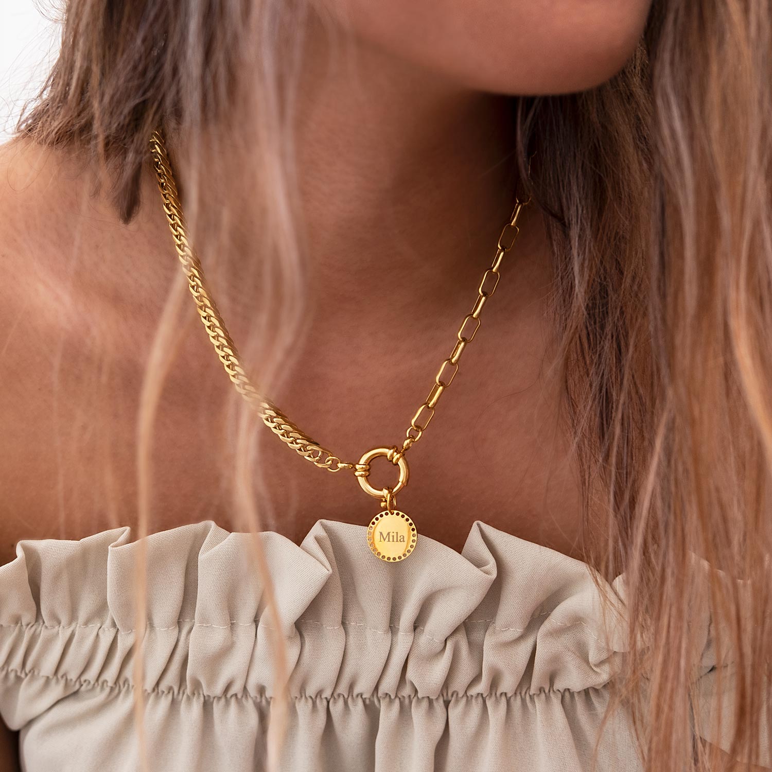 gouden chain ketting met gravering