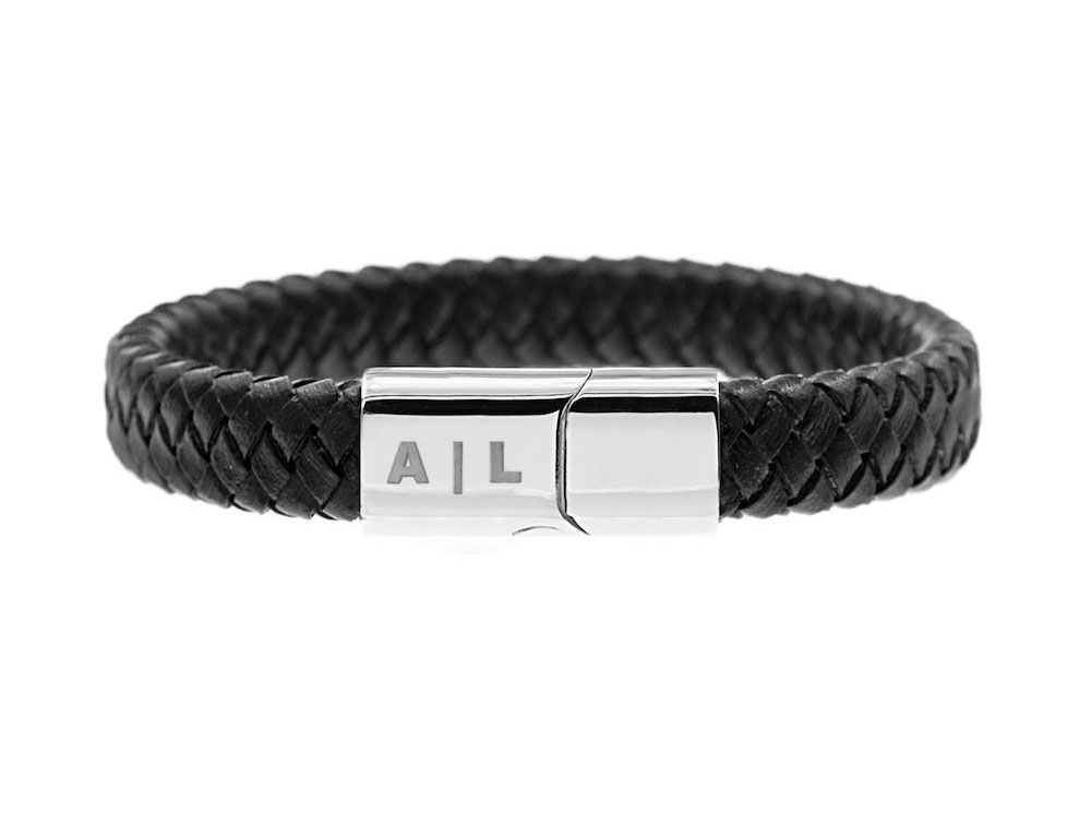 leren heren armband zilver kleurig