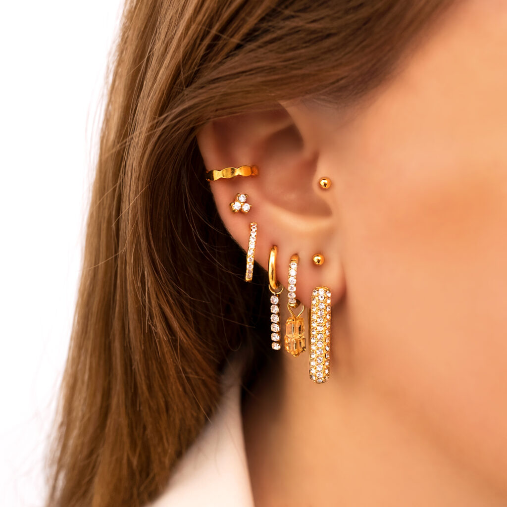 gouden earparty met ear cuff